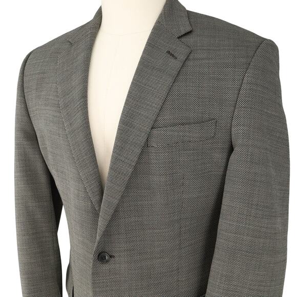 Calvin Klein Sport Coat Mens 42L Wool Black White Micro Check Jacket Career - Picture 9 of 15